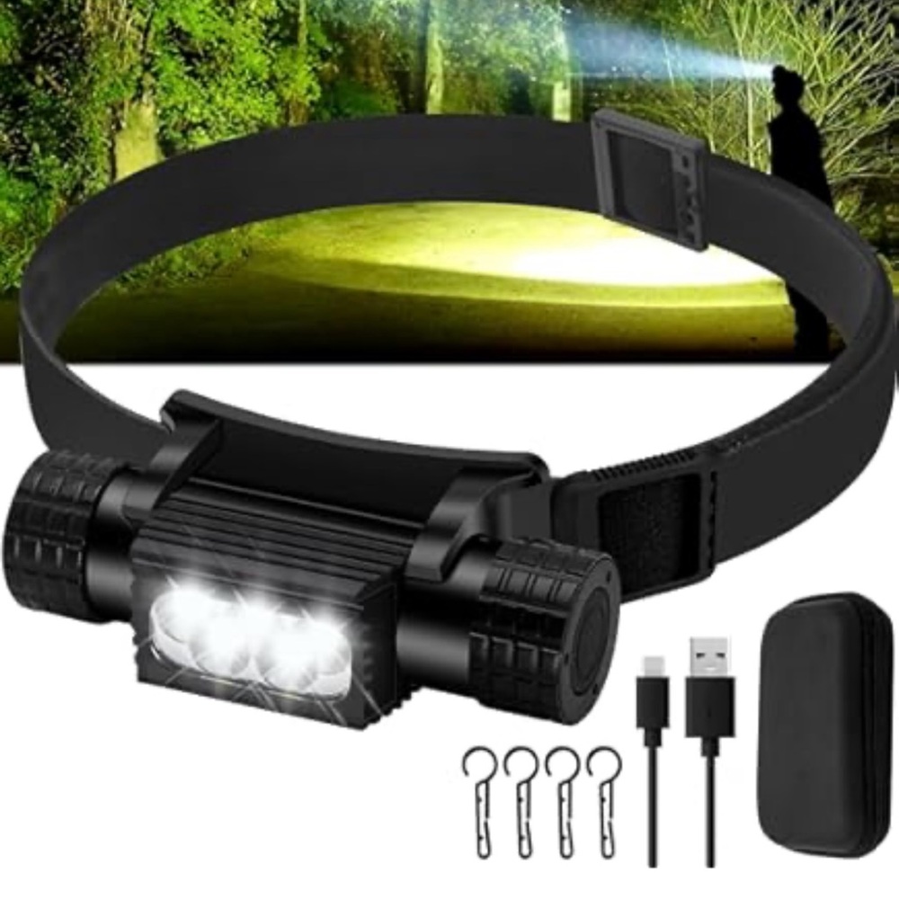 NEW Black Headlamp with USB Charger